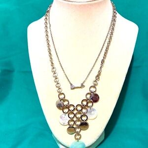 Lia Sophia 2 necklaces mother of pearl and silver